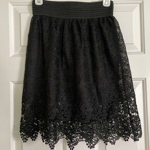 Elegant Black Lace A-Line Skirt